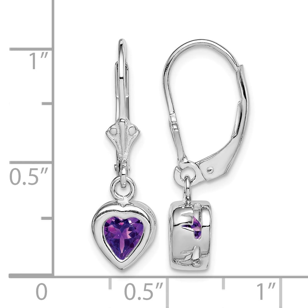 Sterling Silver 6mm Heart Leverback Earrings, view 4 of 16