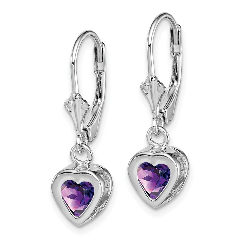 Sterling Silver 6mm Heart Leverback Earrings, view 2 of 16