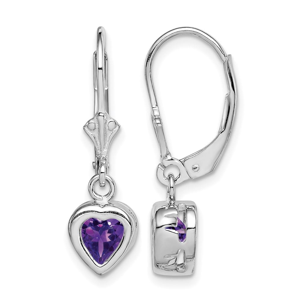 Sterling Silver 6mm Heart Leverback Earrings, view 1 of 16