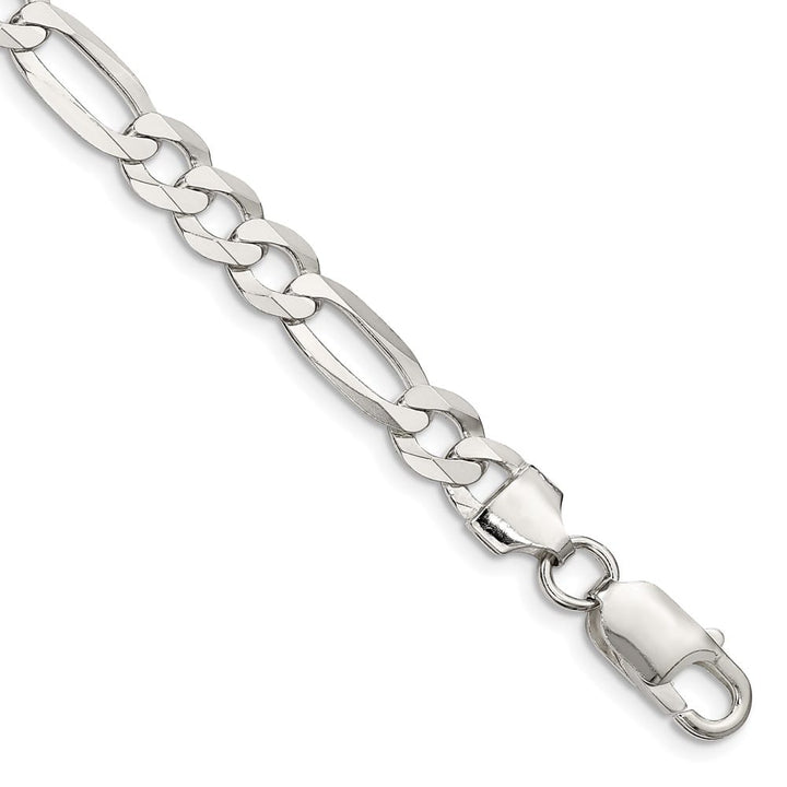 Sterling Silver 7.0mm Lightweight Flat Figaro Anklet — .925 sterling silver, 9 inches long, 7.5 mm wide, lobster clasp, 11.55 g