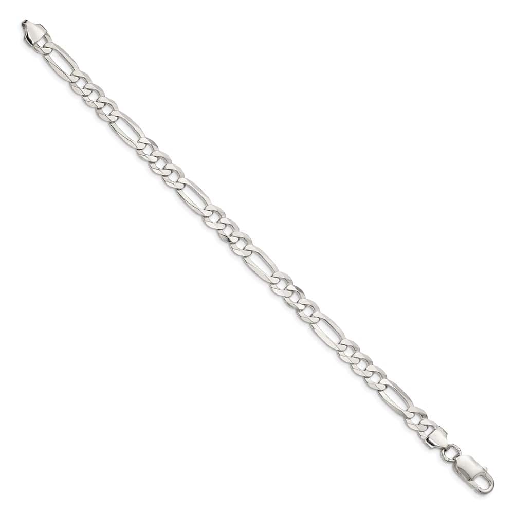 Sterling Silver 7.0mm Lightweight Flat Figaro Anklet