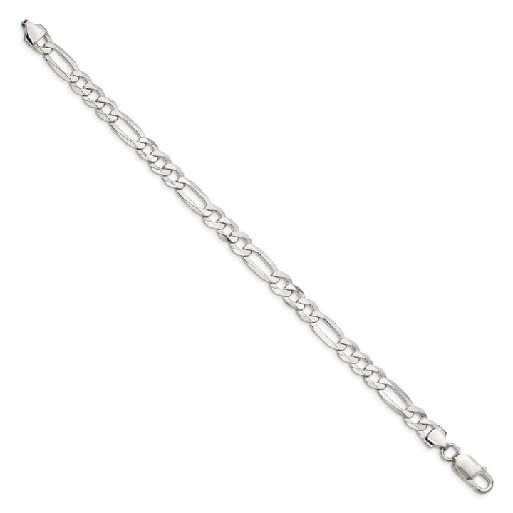 Sterling Silver 7.0mm Lightweight Flat Figaro Anklet