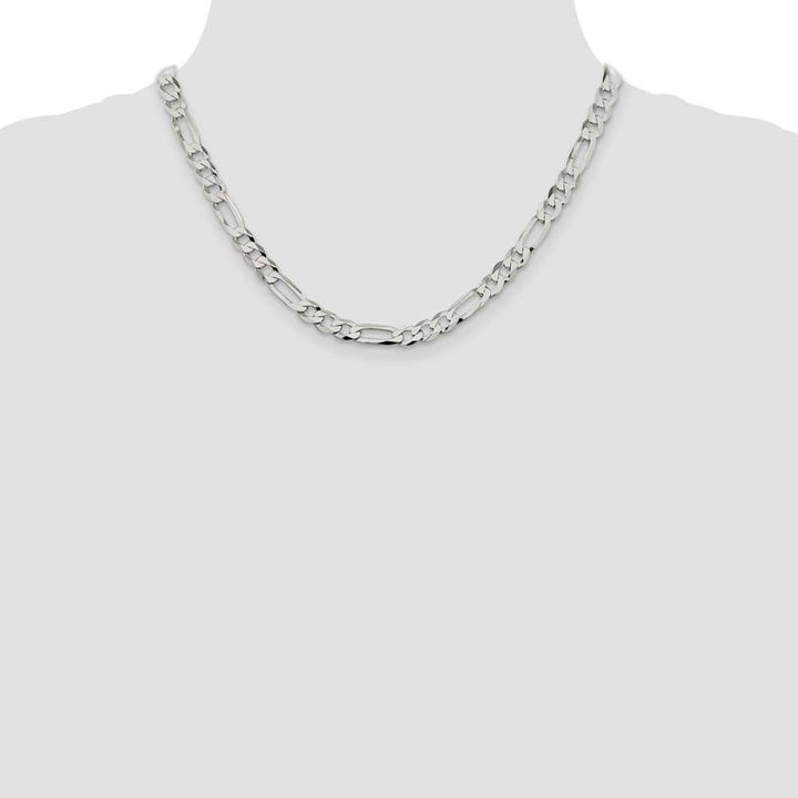 Sterling Silver 7.0mm Lightweight Flat Figaro Chain Size 18