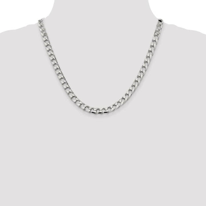 Sterling Silver 7.2mm D.C. Square Curb Chain Size 20