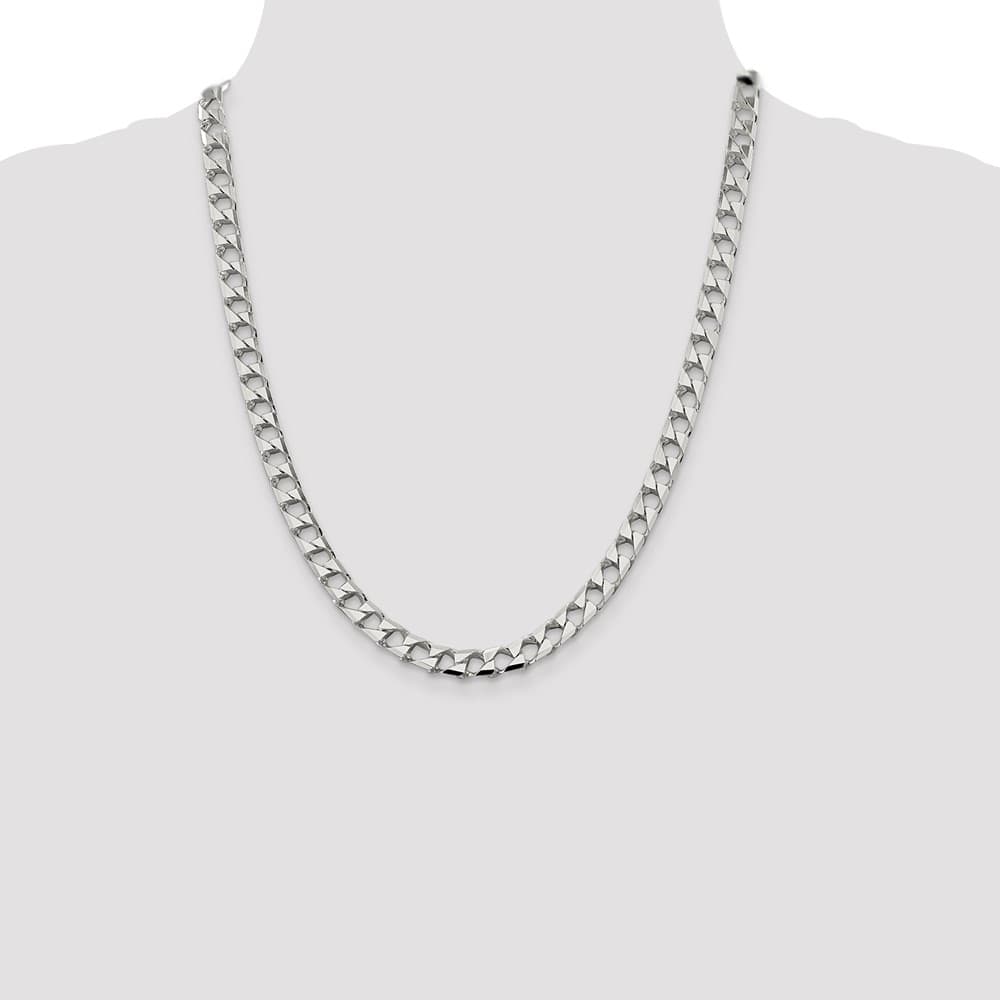 Sterling Silver 7.2mm D.C. Square Curb Chain Size 22