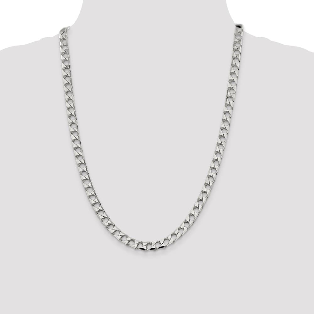 Sterling Silver 7.2mm D.C. Square Curb Chain Size 24