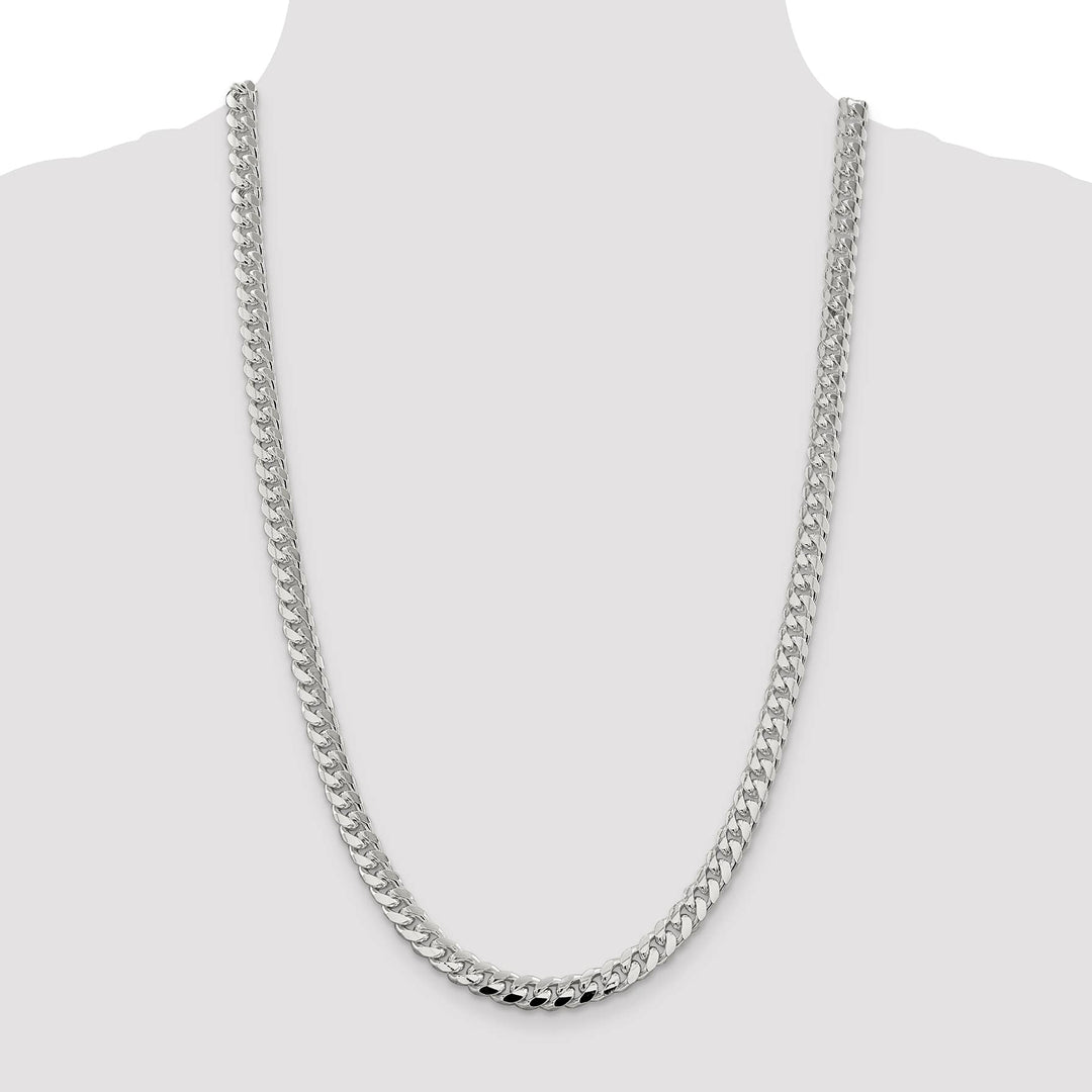 Sterling Silver 7.35mm Domed with Side D.C. Curb Chain 26 Inch