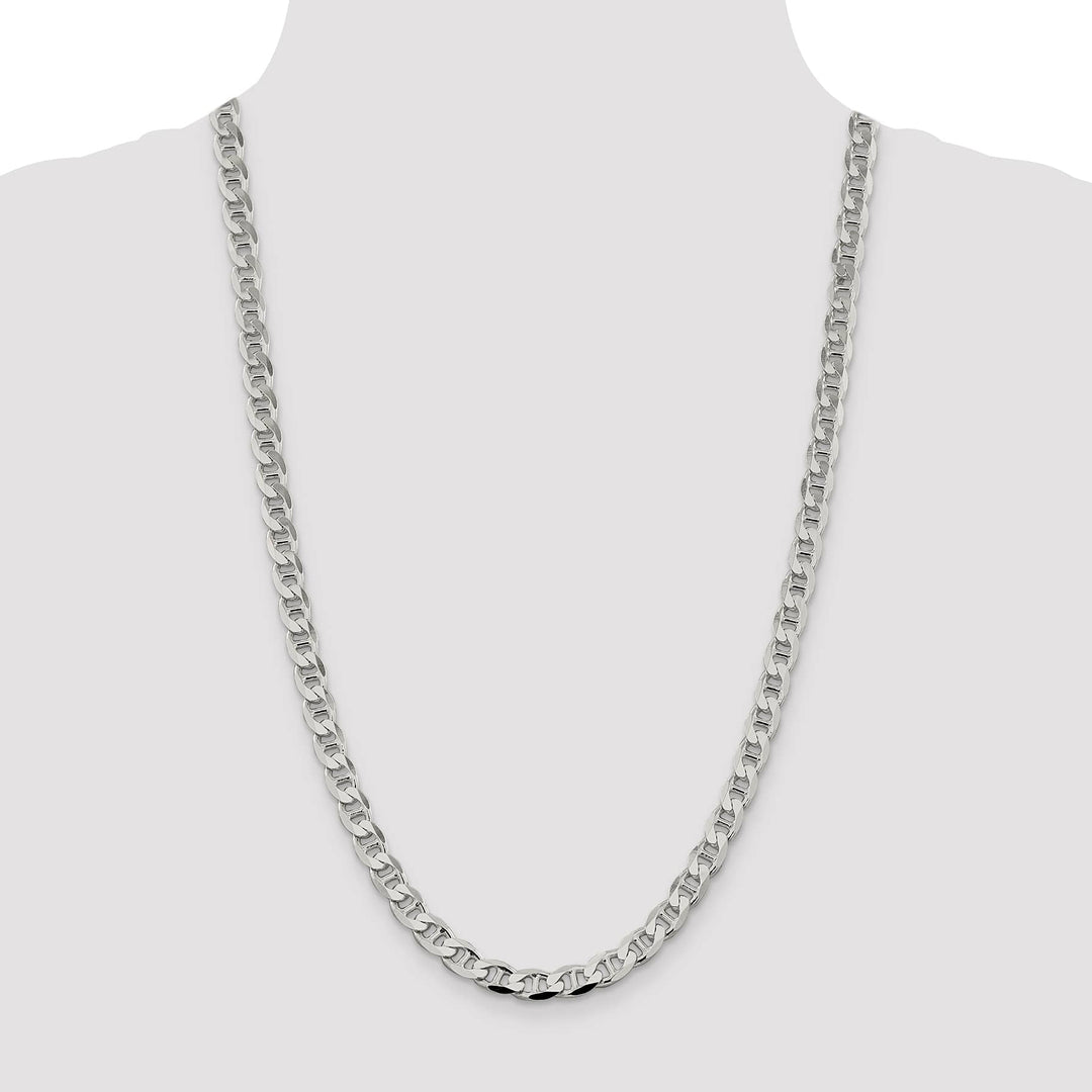 Sterling Silver 7.4mm D.C. Flat Anchor Curb Chain 26 Inch