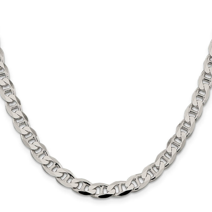 Sterling Silver 7.4mm D.C. Flat Anchor Curb Chain 26 Inch