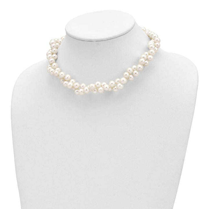 Sterling Silver 7.5-8.5mm Cultured Pearl 2-Strand 17 inch Necklace