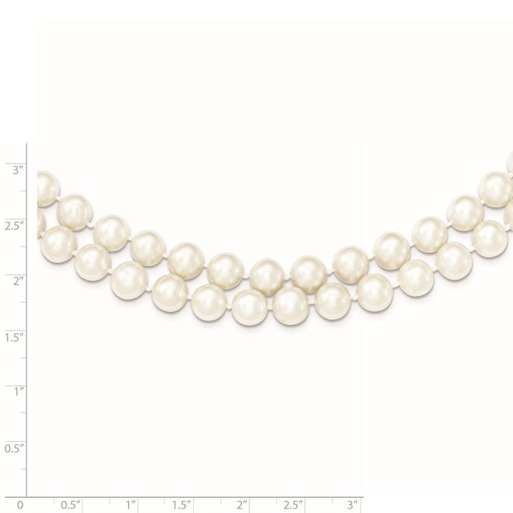 Sterling Silver 7.5-8.5mm Cultured Pearl 2-Strand 17 inch Necklace