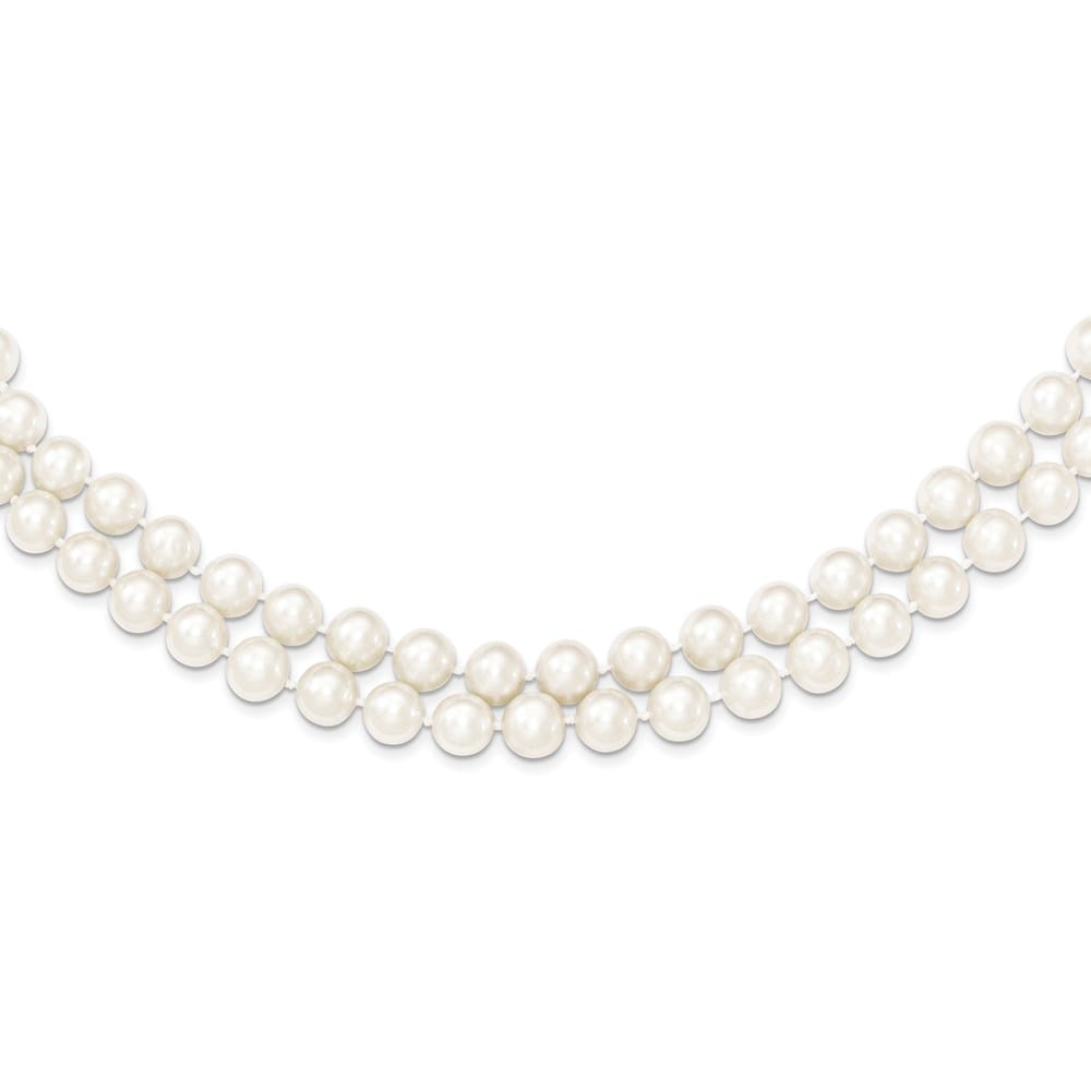Sterling Silver 7.5-8.5mm Cultured Pearl 2-Strand 17 inch Necklace