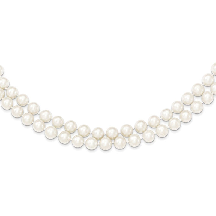 Sterling Silver 7.5-8.5mm Cultured Pearl 2-Strand 17 inch Necklace