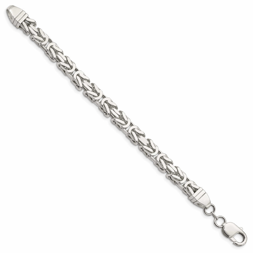 Sterling Silver 7.5mm Byzantine Bracelet 9 Inch