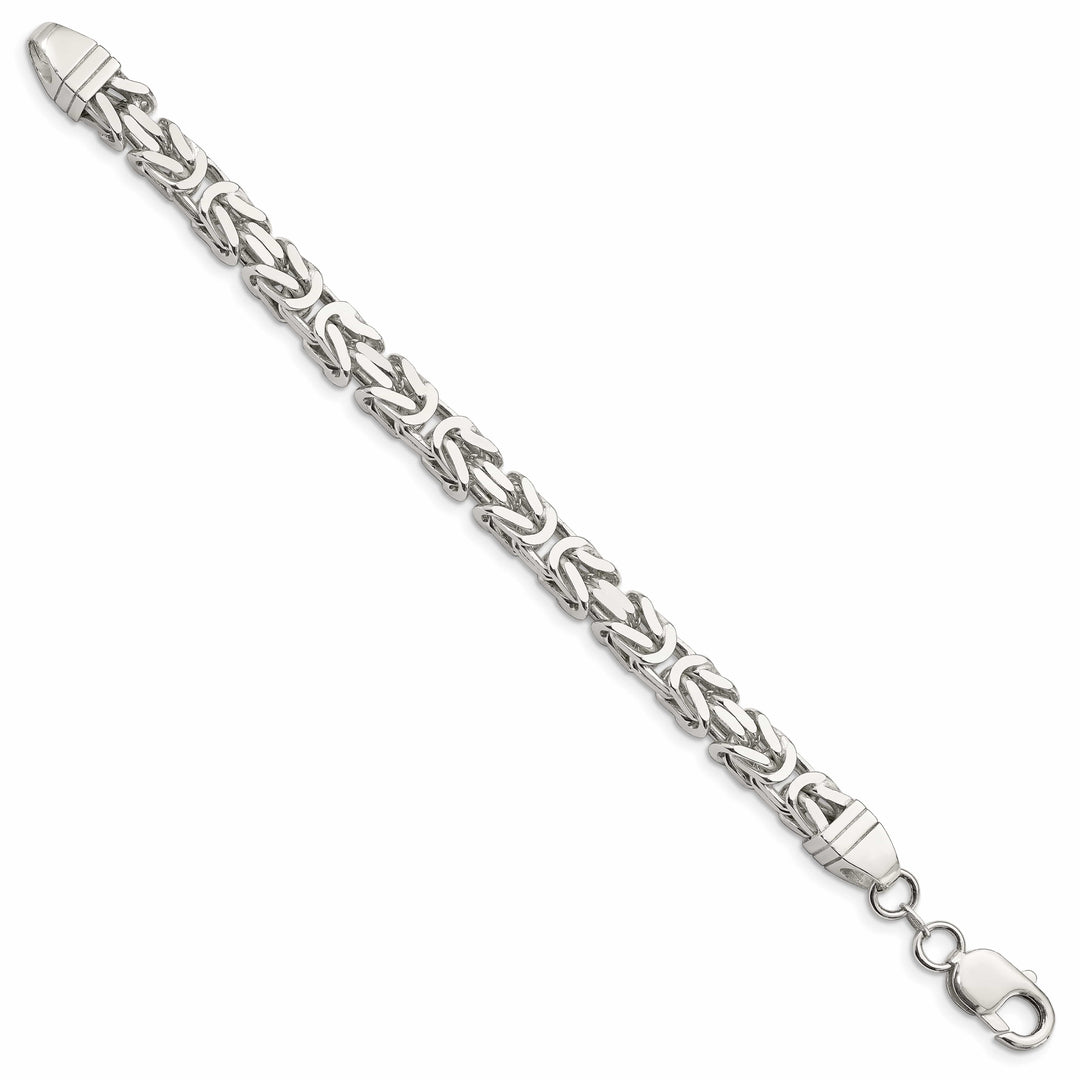 Sterling Silver 7.5mm Byzantine Bracelet 9 Inch
