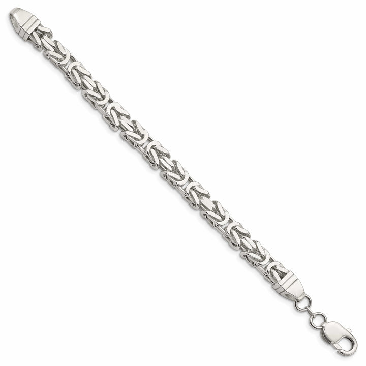 Sterling Silver 7.5mm Byzantine Bracelet 9 Inch