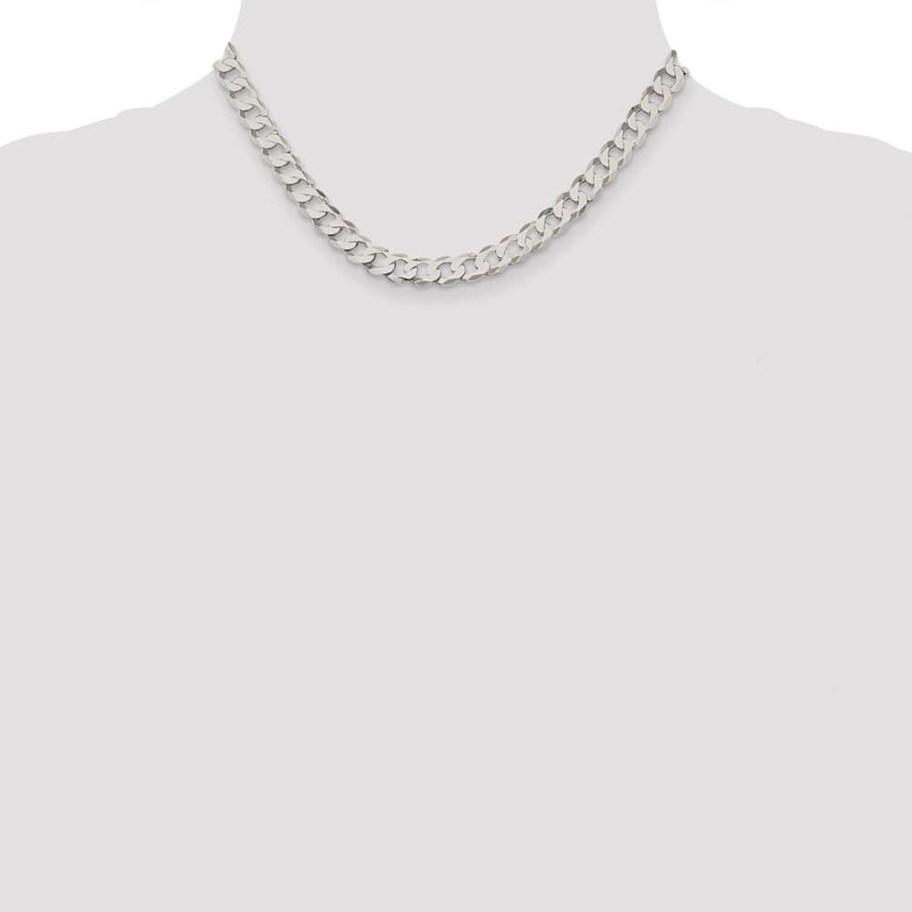Sterling Silver 7.5mm Flat Curb Chain Size 16