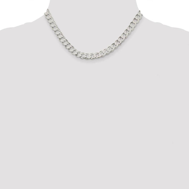 Sterling Silver 7.5mm Flat Curb Chain Size 16
