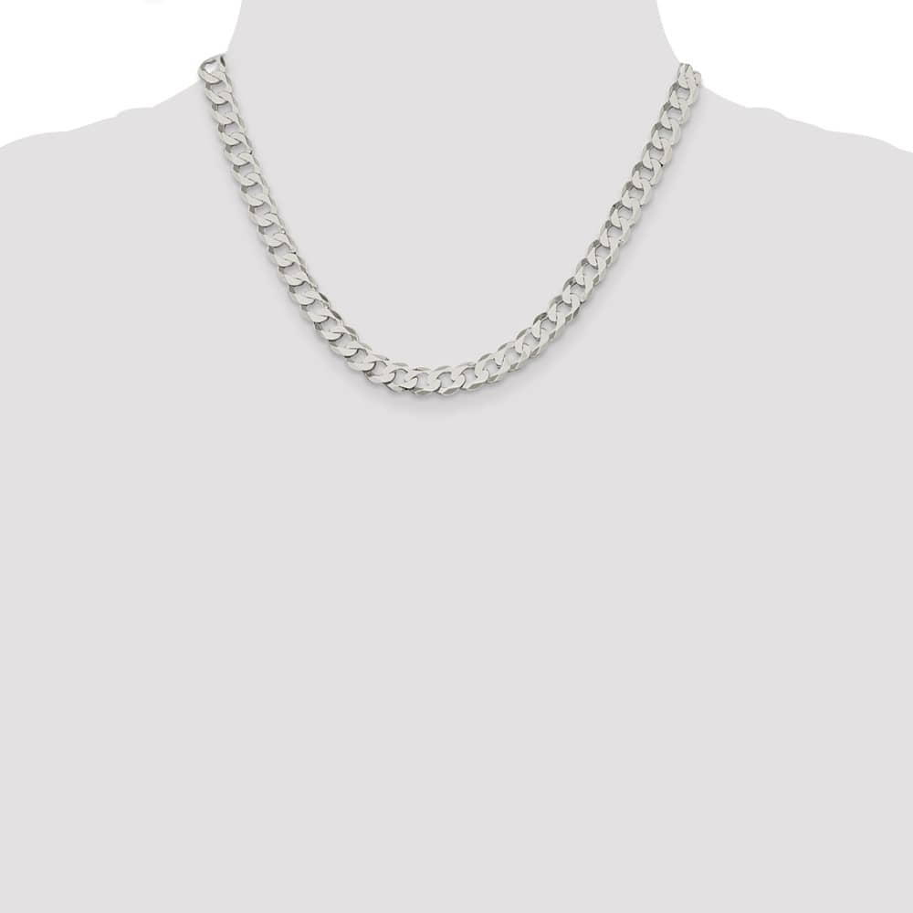 Sterling Silver 7.5mm Flat Curb Chain Size 18