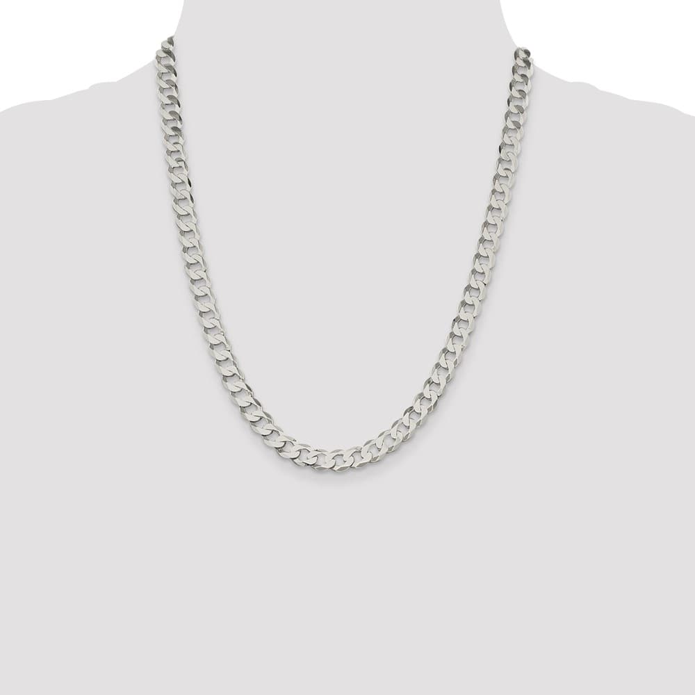 Sterling Silver 7.5mm Flat Curb Chain Size 22
