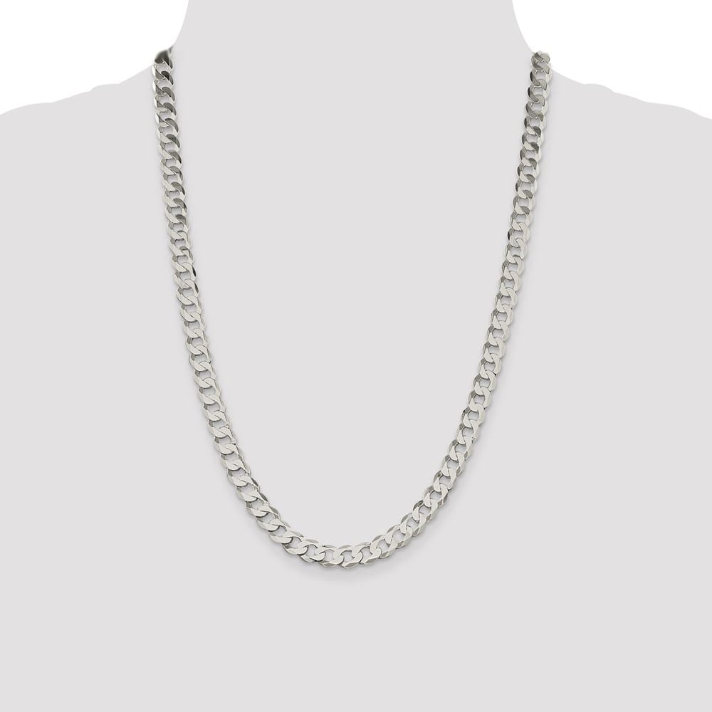 Sterling Silver 7.5mm Flat Curb Chain Size 24