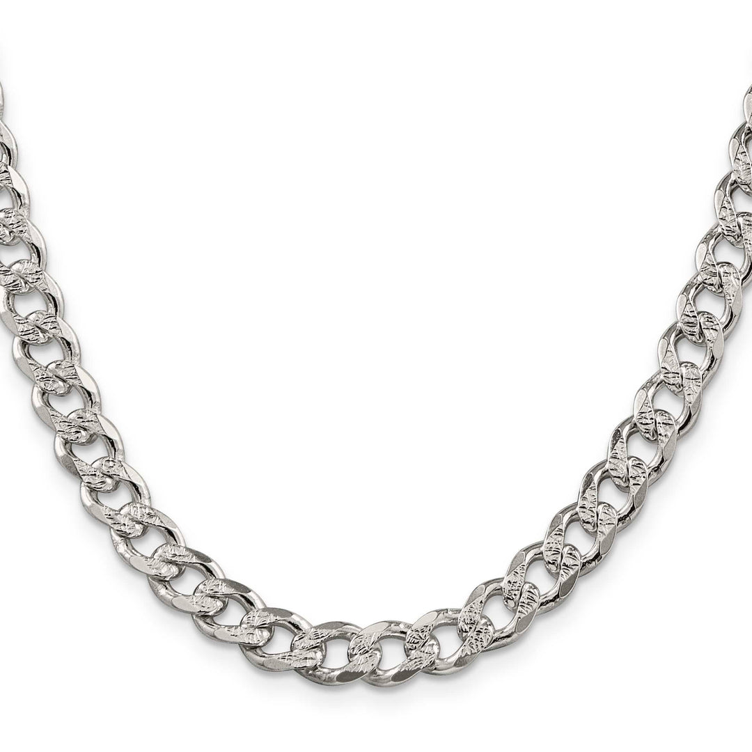 Sterling Silver 7.5mm Pavé Curb Chain 26 Inch