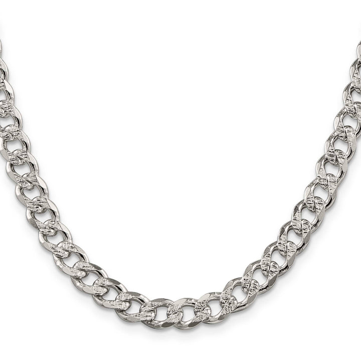 Sterling Silver 7.5mm Pavé Curb Chain 26 Inch