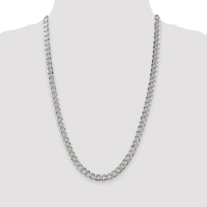 Sterling Silver 7.5mm Pavé Curb Chain 26 Inch