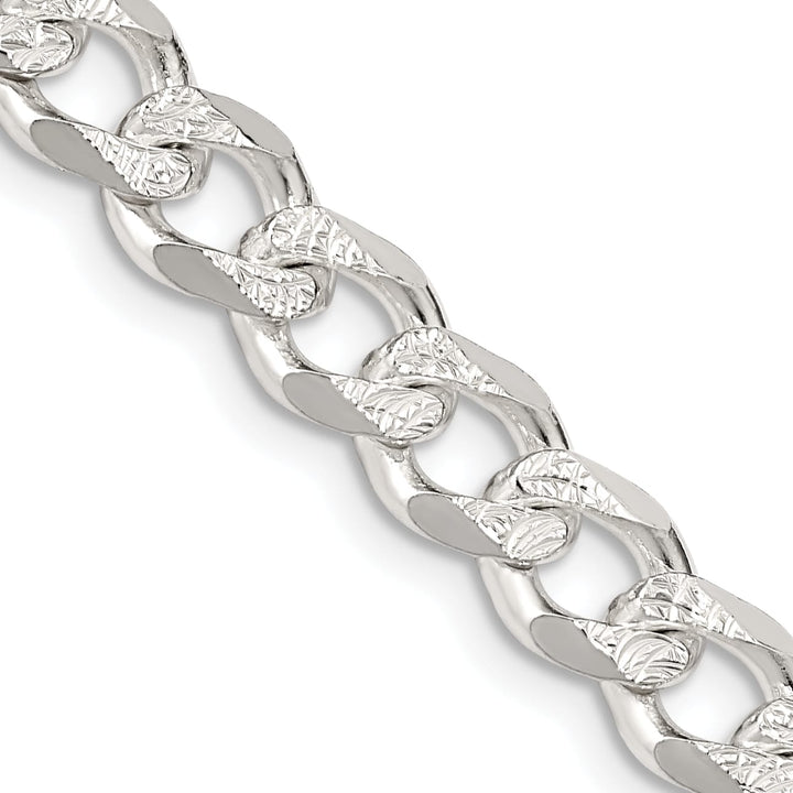 Sterling Silver 7.5mm Pavé Curb Chain 26 Inch