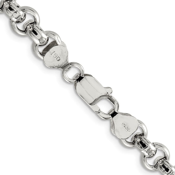 Sterling Silver 7.75mm Semi-solid Rolo Chain
