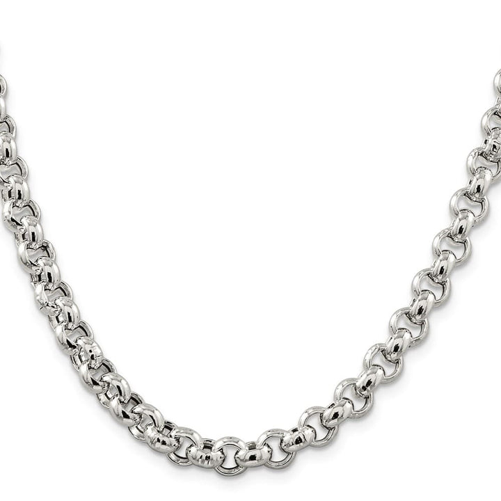 Sterling Silver 7.75mm Semi-solid Rolo Chain