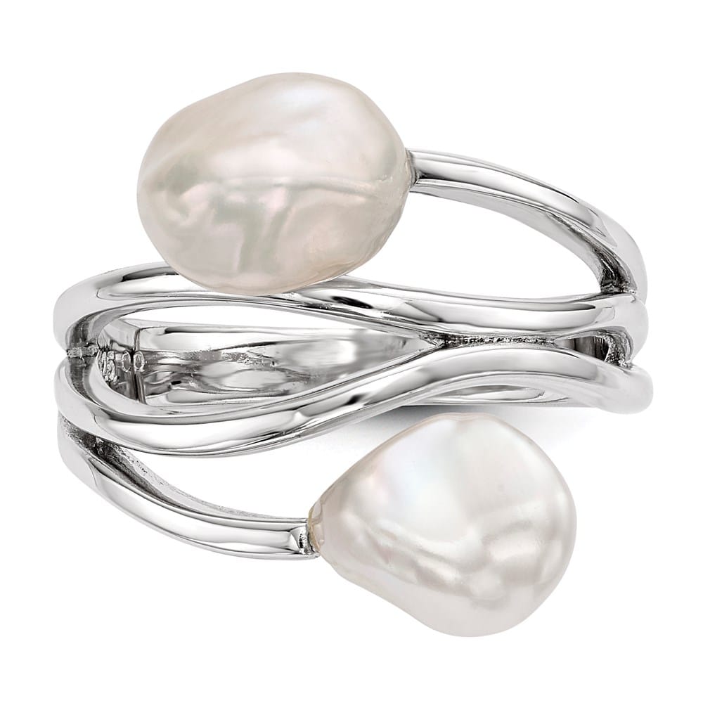 Sterling Silver 7-8 mm White Baroque Freshwater Cultured Pearl Ring