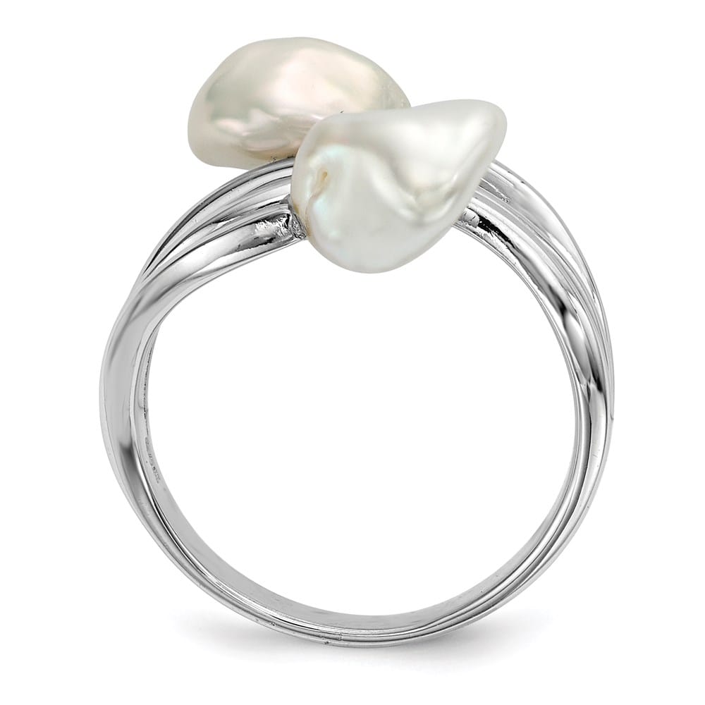 Sterling Silver 7-8 mm White Baroque Freshwater Cultured Pearl Ring