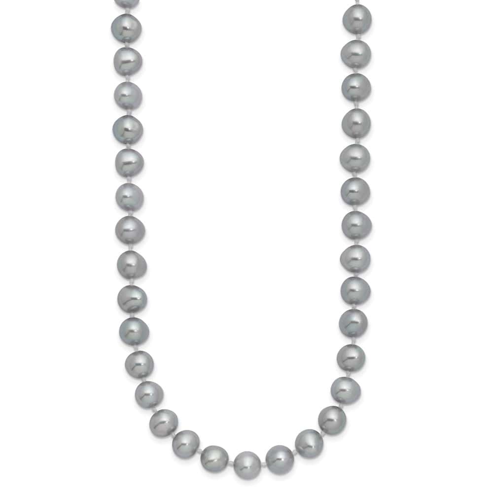 Sterling Silver 7-8mm Gray Near-Round Cultured Pearl 16 inch Necklace