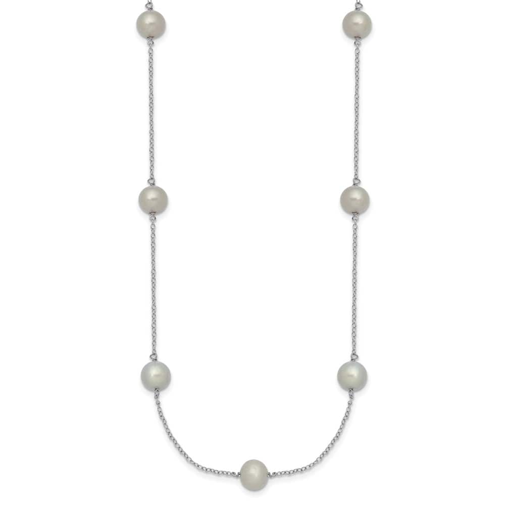 Sterling Silver 7-8mm Gray Semi-Round Cultured Pearl 18 inch Necklace