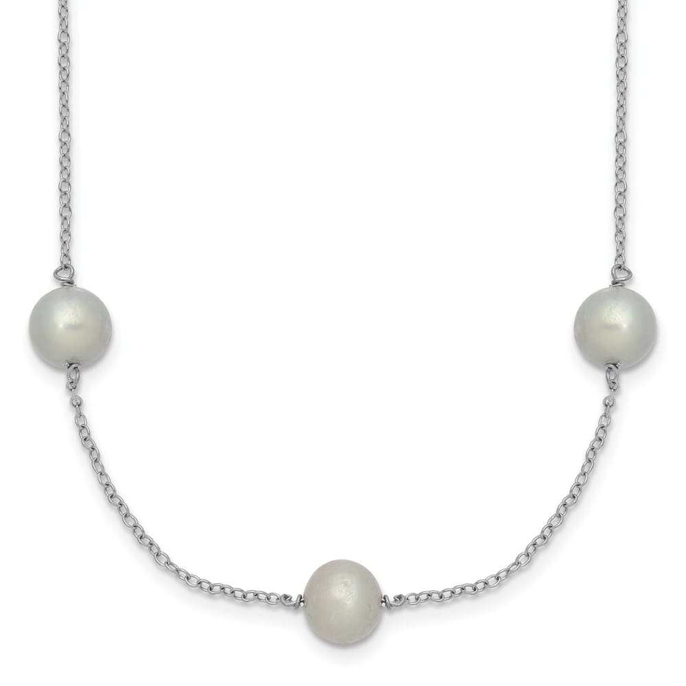 Sterling Silver 7-8mm Gray Semi-Round Cultured Pearl 18 inch Necklace