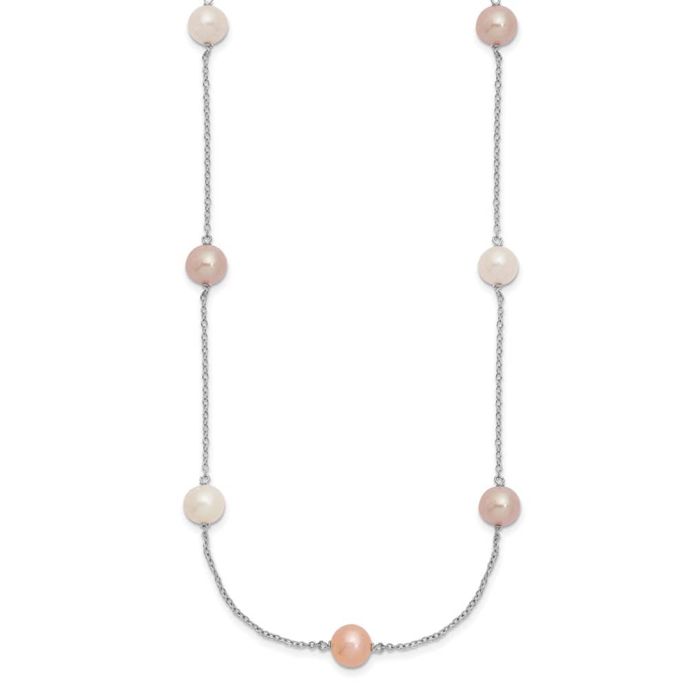 Sterling Silver 7-8mm Multi-Color Cultured Pearl 18 inch Necklace