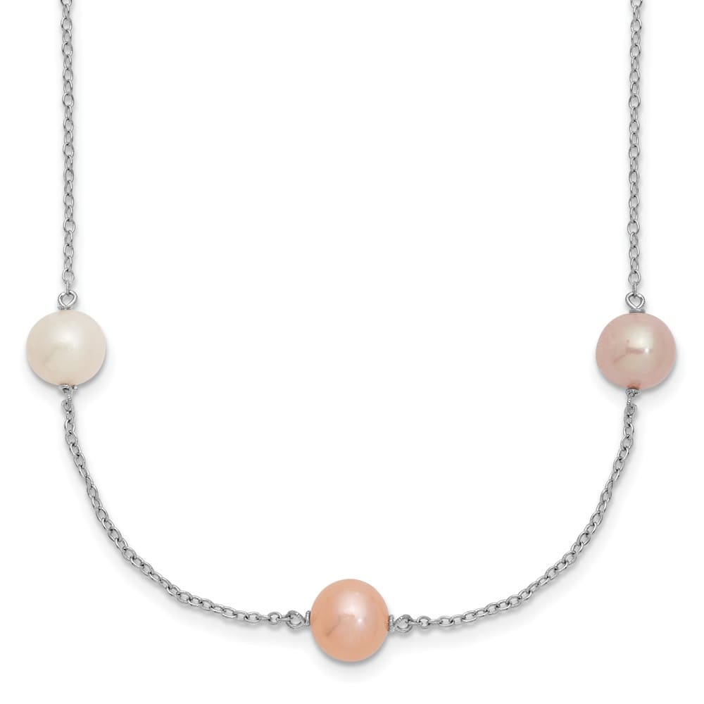 Sterling Silver 7-8mm Multi-Color Cultured Pearl 18 inch Necklace