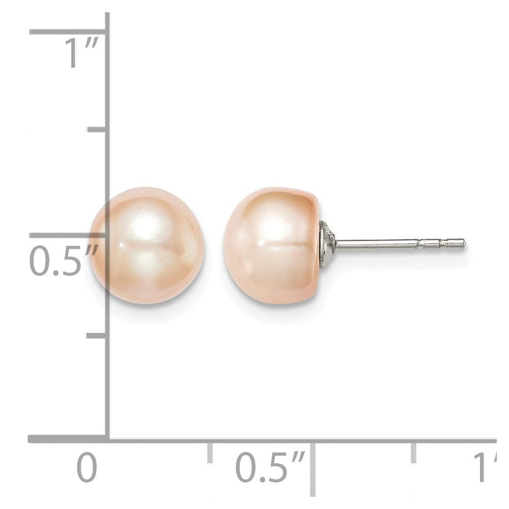 Sterling Silver 7-8mm Pink Button Freshwater Pearl Post Earrings, view 4 of 4