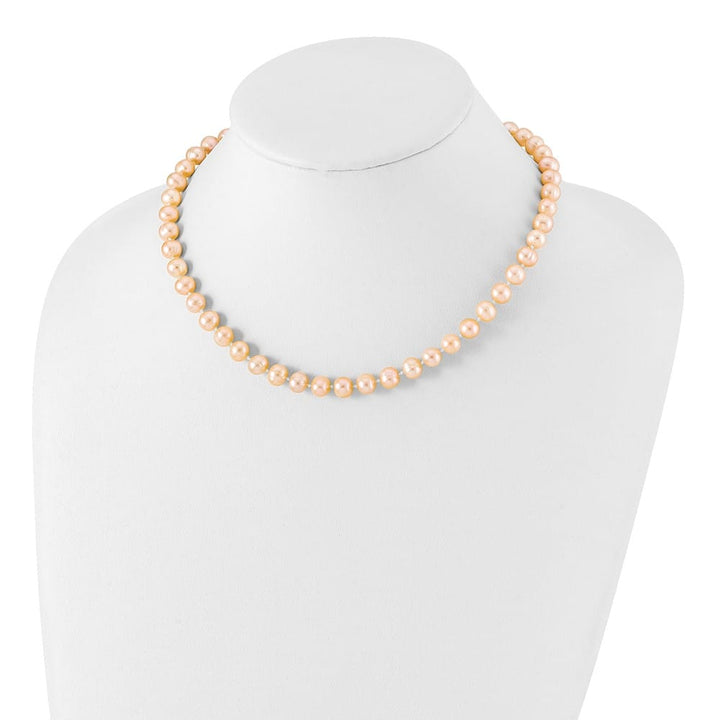 Sterling Silver 7-8mm Pink Near-Round Cultured Pearl 16 inch Necklace