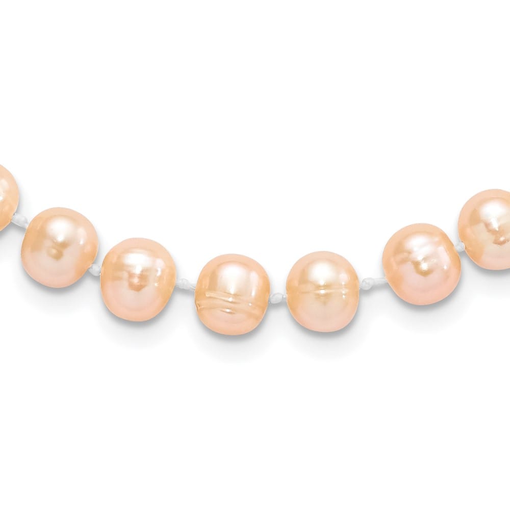 Sterling Silver 7-8mm Pink Near-Round Cultured Pearl 16 inch Necklace