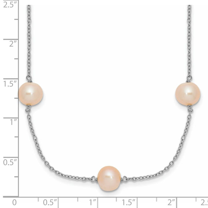 Sterling Silver 7-8mm Pink Semi-Round Cultured Pearl 18 inch Necklace