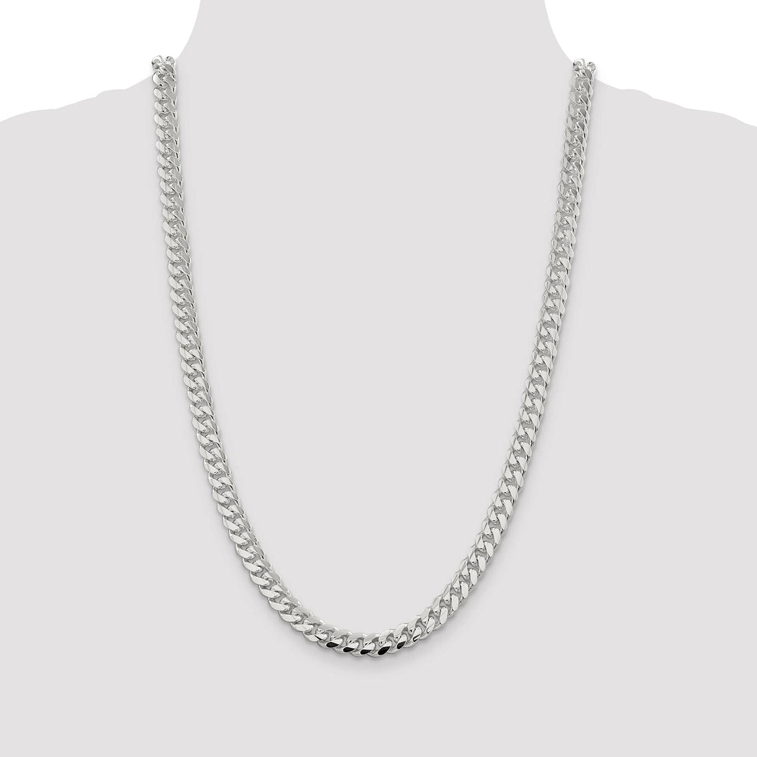 Sterling Silver 7.8mm Polished Domed Curb Chain 26 Inch