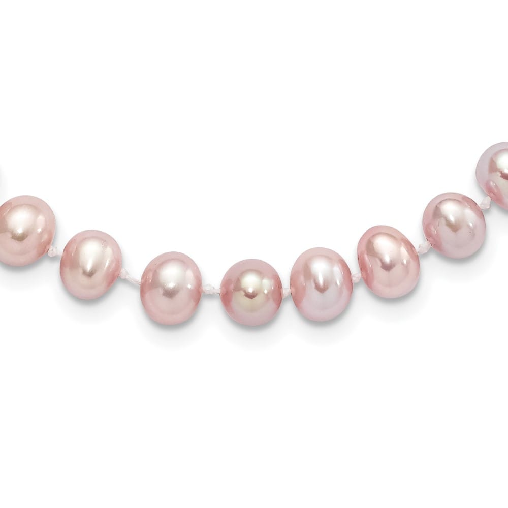 Sterling Silver 7-8mm Purple Round Cultured Pearl 24 inch Necklace