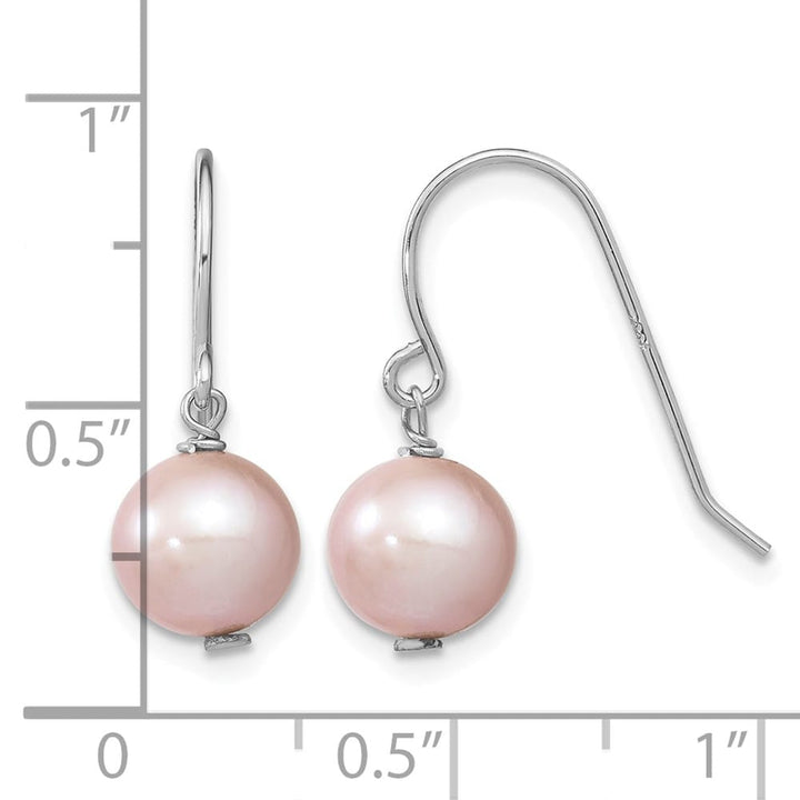 Sterling Silver 7-8mm Purple Semi-Round Pearl Dangle Earrings, view 4 of 4