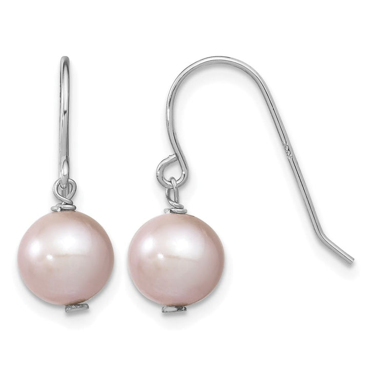 Sterling Silver 7-8mm Purple Semi-Round Pearl Dangle Earrings, view 1 of 4