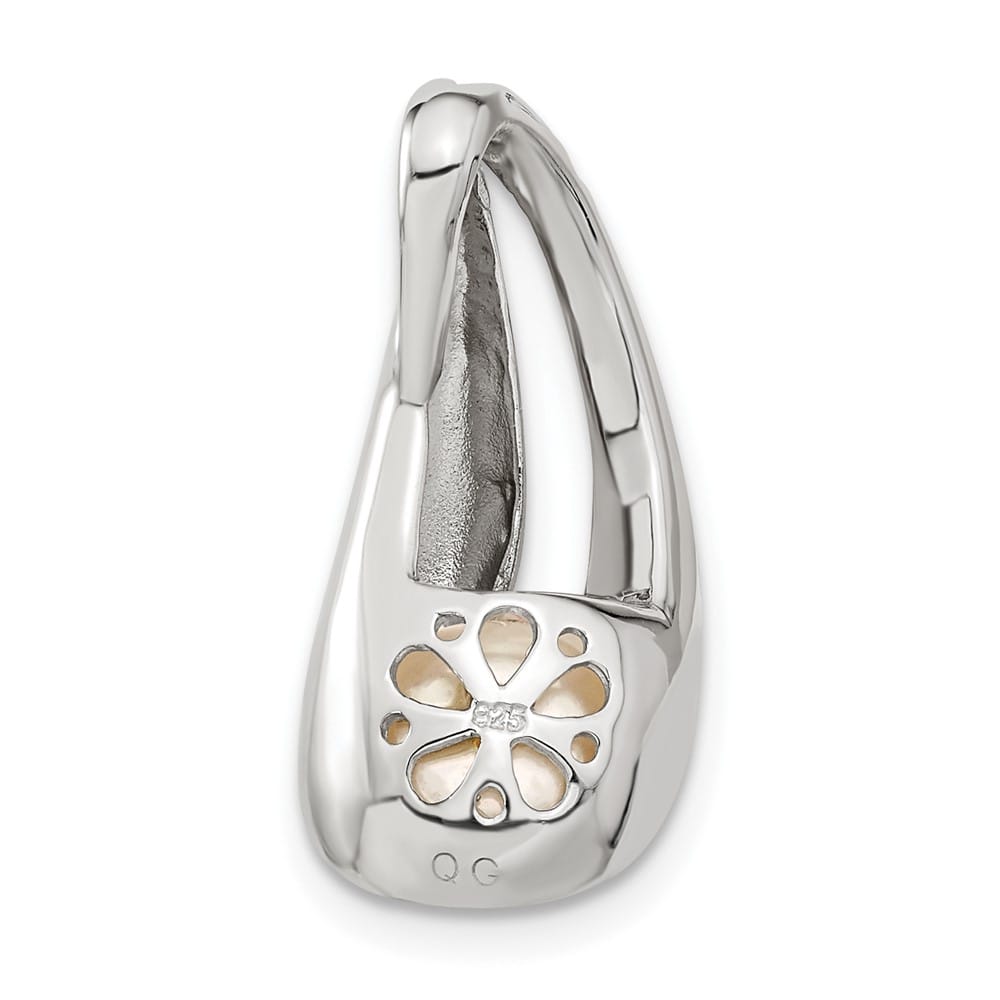Sterling Silver 7-8mm White Button Cultured Pearl and CZ Pendant