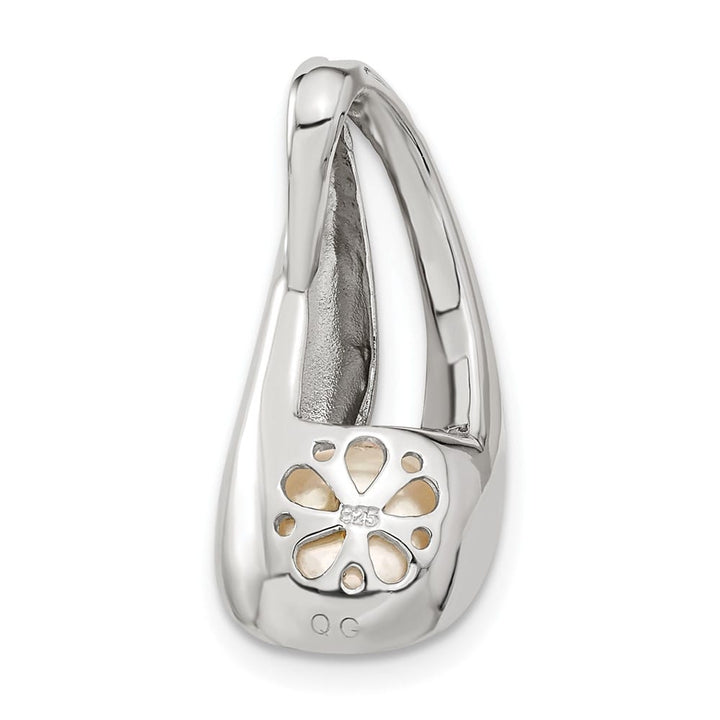 Sterling Silver 7-8mm White Button Cultured Pearl and CZ Pendant