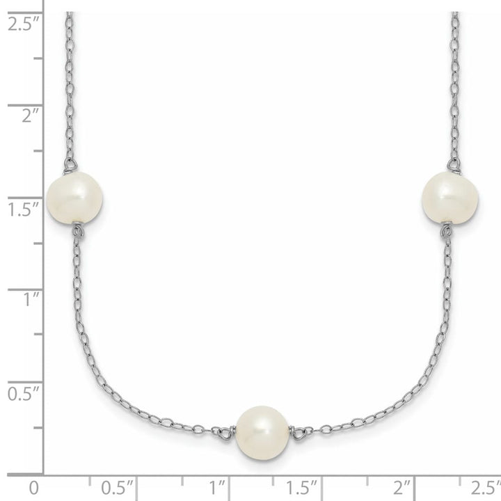 Sterling Silver 7-8mm White Near-Round Cultured Pearl 17 inch Necklace