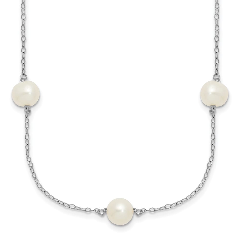 Sterling Silver 7-8mm White Near-Round Cultured Pearl 17 inch Necklace